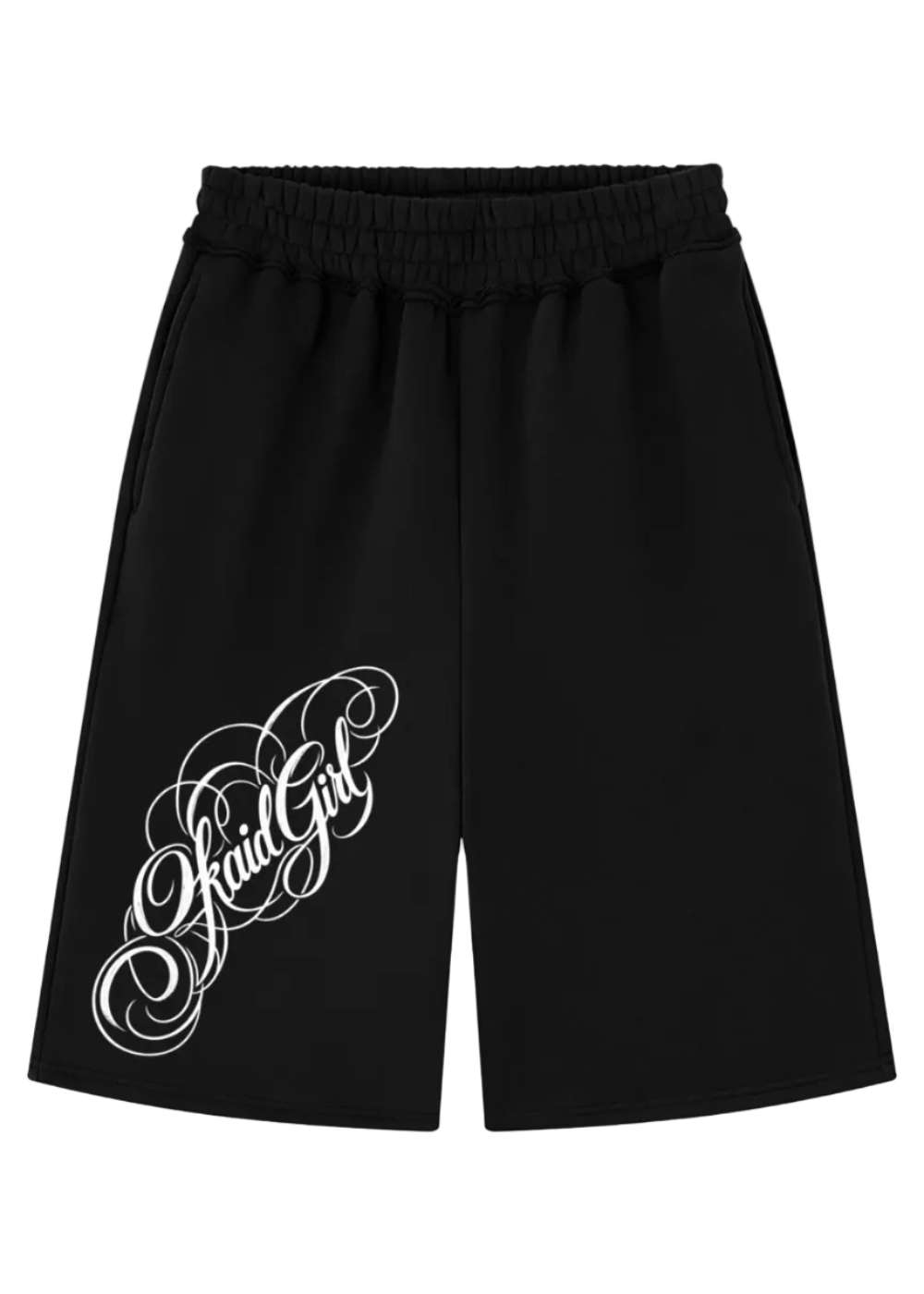 Black Low Rise Baggy Long Shorts