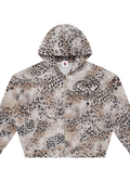 Distressed Wash Leopard Full Zip Hoodie