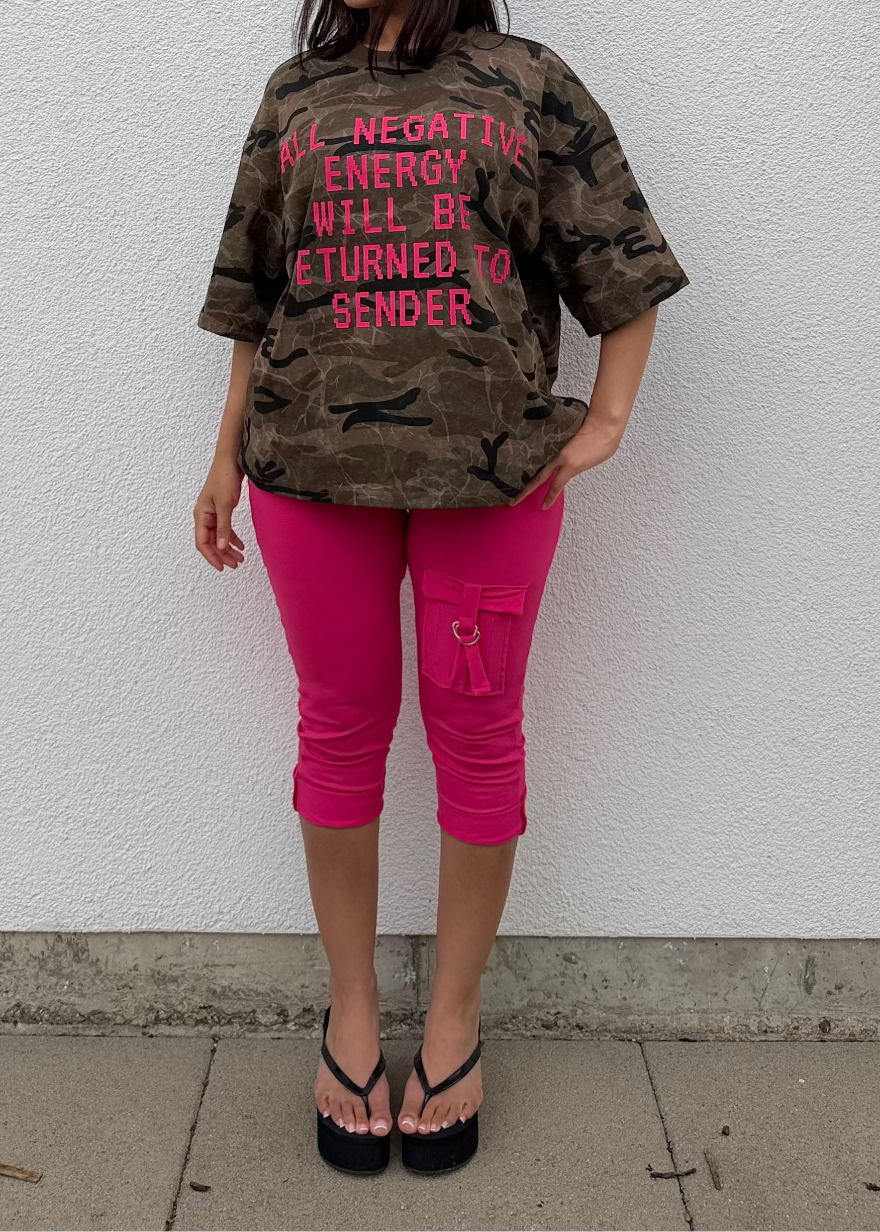 No Negative Energy Camo Oversized T-shirt