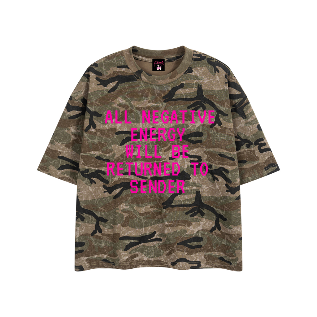 No Negative Energy Camo Oversized T-shirt