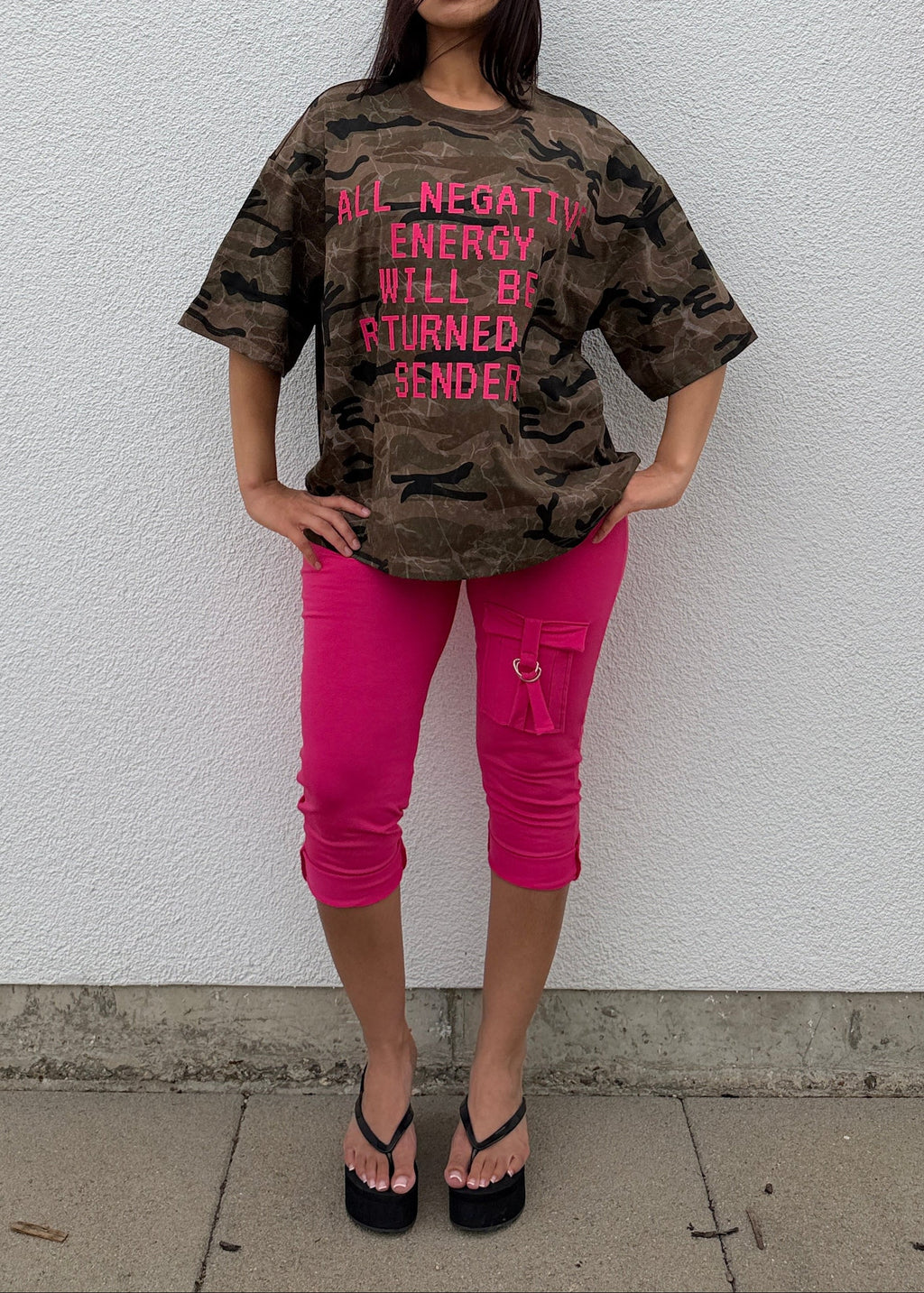 No Negative Energy Camo Oversized T-shirt