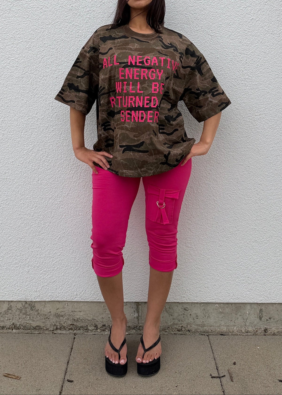 No Negative Energy Camo Oversized T-shirt