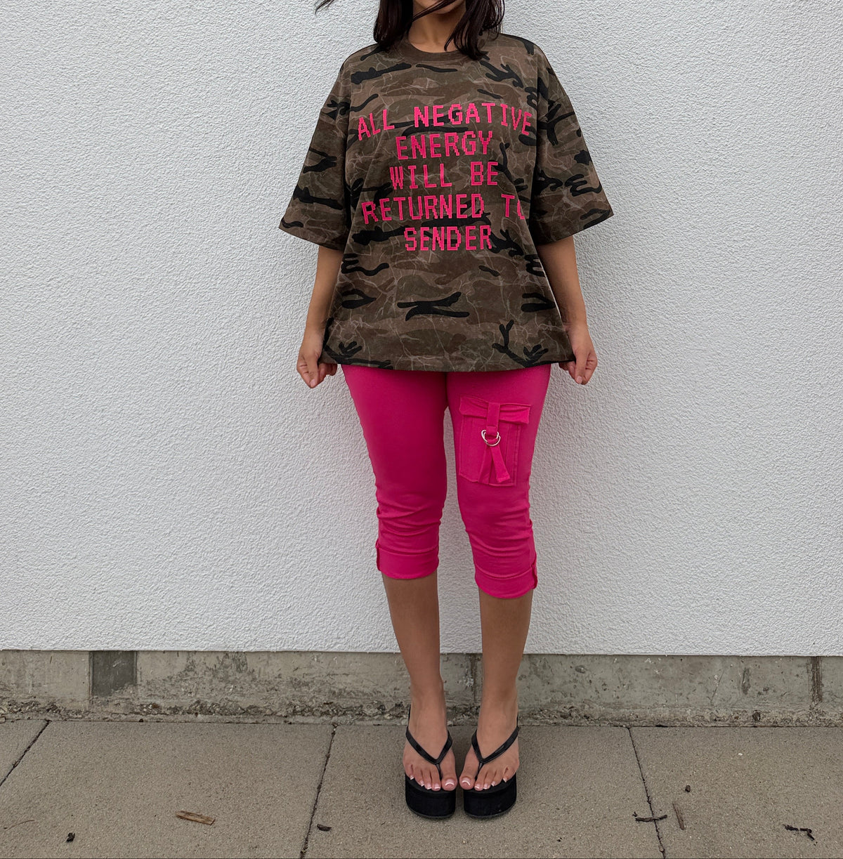 No Negative Energy Camo Oversized T-shirt