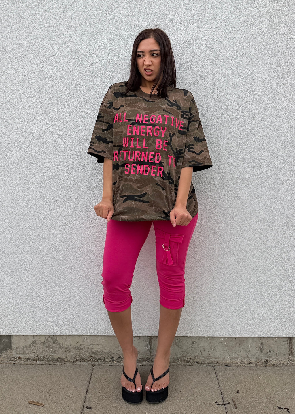 No Negative Energy Camo Oversized T-shirt
