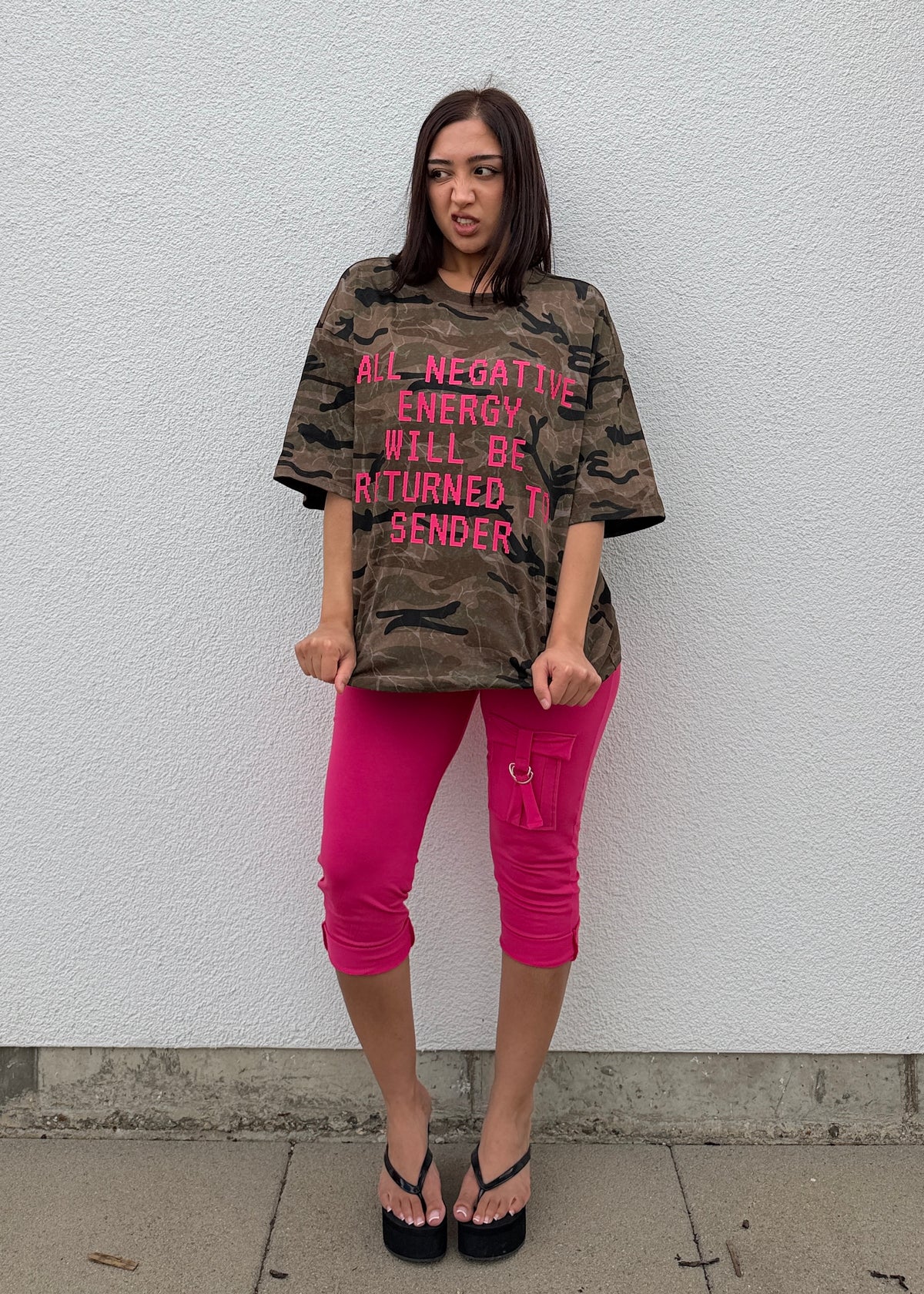 No Negative Energy Camo Oversized T-shirt