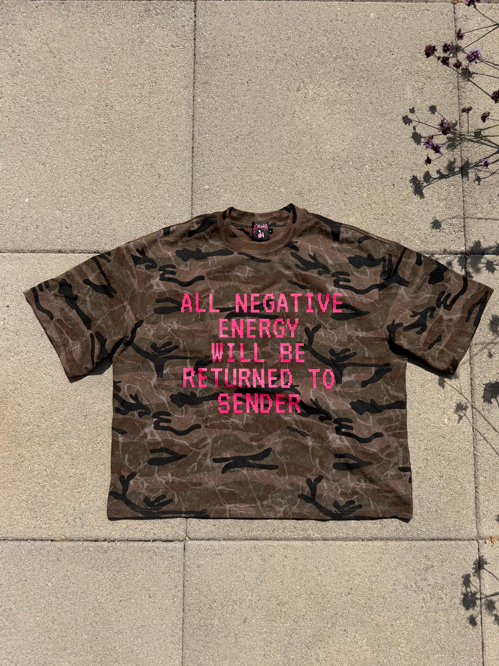 No Negative Energy Camo Oversized T-shirt