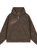 Leopard Girl Waffle Full Zip Hoodie