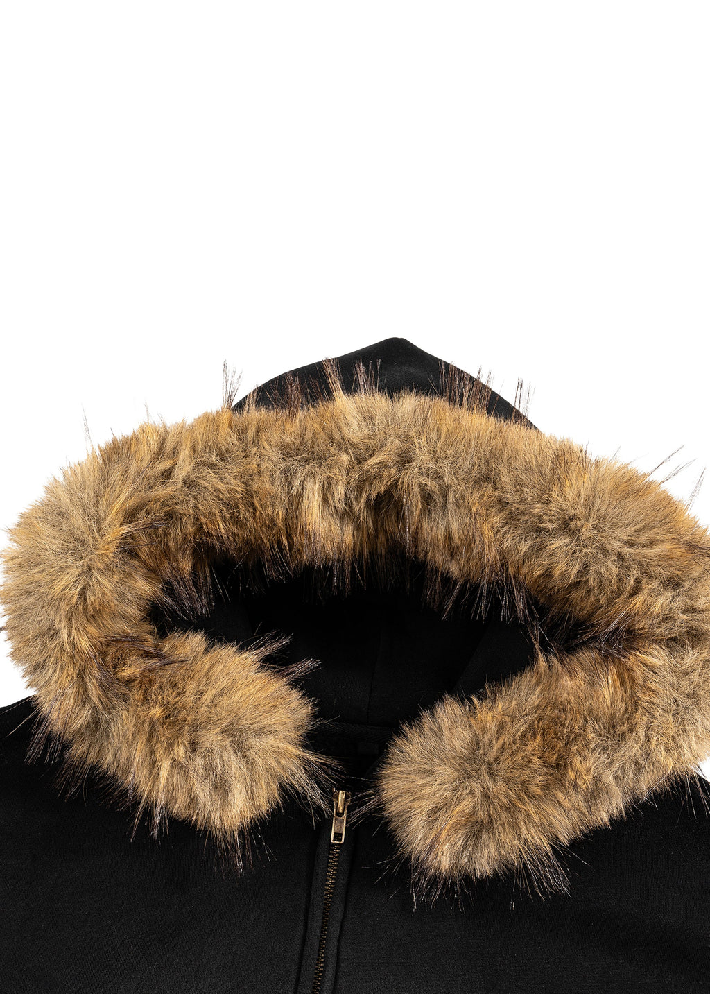 Black Boxy Detachable Fur Hoodie